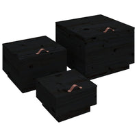 Thumbnail for Aufbewahrungsboxen mit Deckeln 3 Stk. Schwarz Massivholz Kiefer