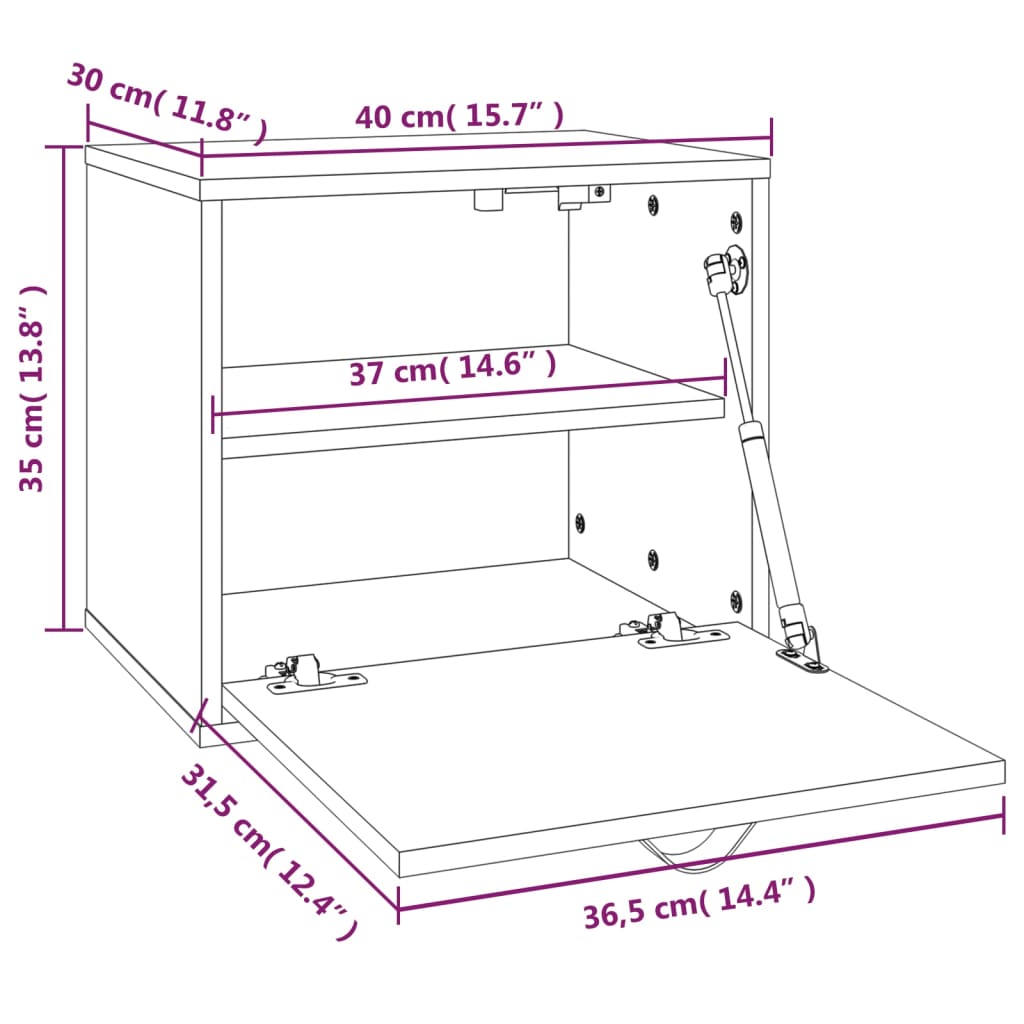 Wandschrank 40x30x35 cm Massivholz Kiefer