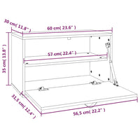 Thumbnail for Wandschrank Weiß 60x30x35 cm Massivholz Kiefer