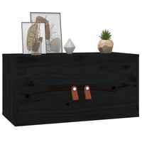 Thumbnail for Wandschrank Schwarz 60x30x30 cm Massivholz Kiefer