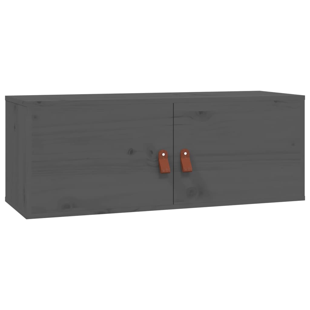 Wandschrank Grau 80x30x30 cm Massivholz Kiefer