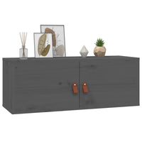 Thumbnail for Wandschrank Grau 80x30x30 cm Massivholz Kiefer