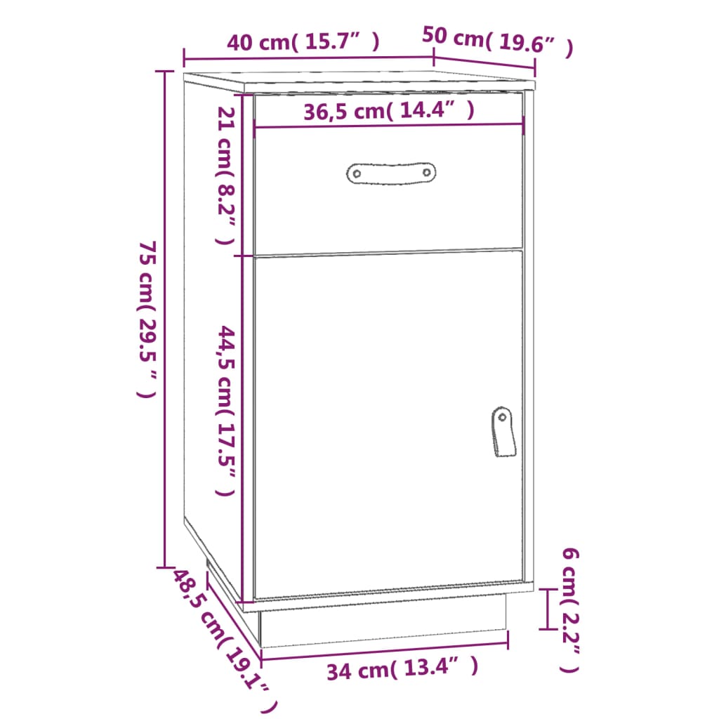 Schreibtisch-Schrank 40x50x75 cm Massivholz Kiefer