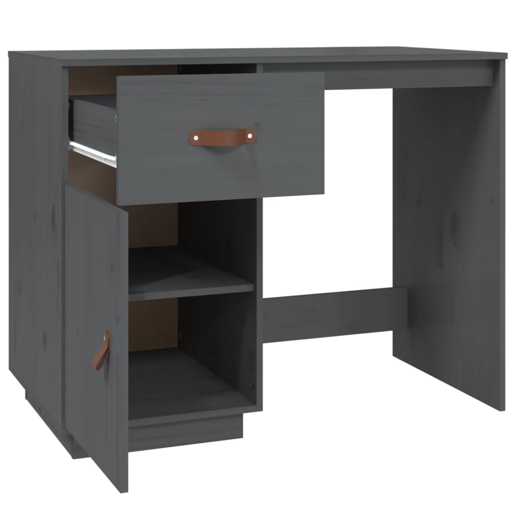 Schreibtisch Grau 95x50x75cm Massivholz Kiefer