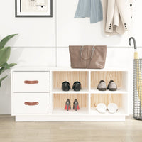 Thumbnail for Schuhbank Weiß 100x34x45 cm Massivholz Kiefer
