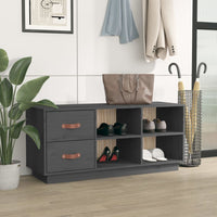 Thumbnail for Schuhbank Grau 100x34x45 cm Massivholz Kiefer