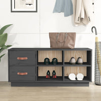 Thumbnail for Schuhbank Grau 100x34x45 cm Massivholz Kiefer