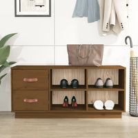 Thumbnail for Schuhbank Honigbraun 100x34x45 cm Massivholz Kiefer