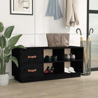 Thumbnail for Schuhbank Schwarz 100x34x45 cm Massivholz Kiefer