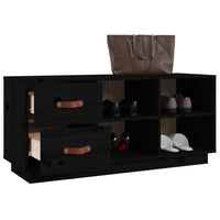 Thumbnail for Schuhbank Schwarz 100x34x45 cm Massivholz Kiefer