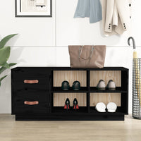 Thumbnail for Schuhbank Schwarz 100x34x45 cm Massivholz Kiefer