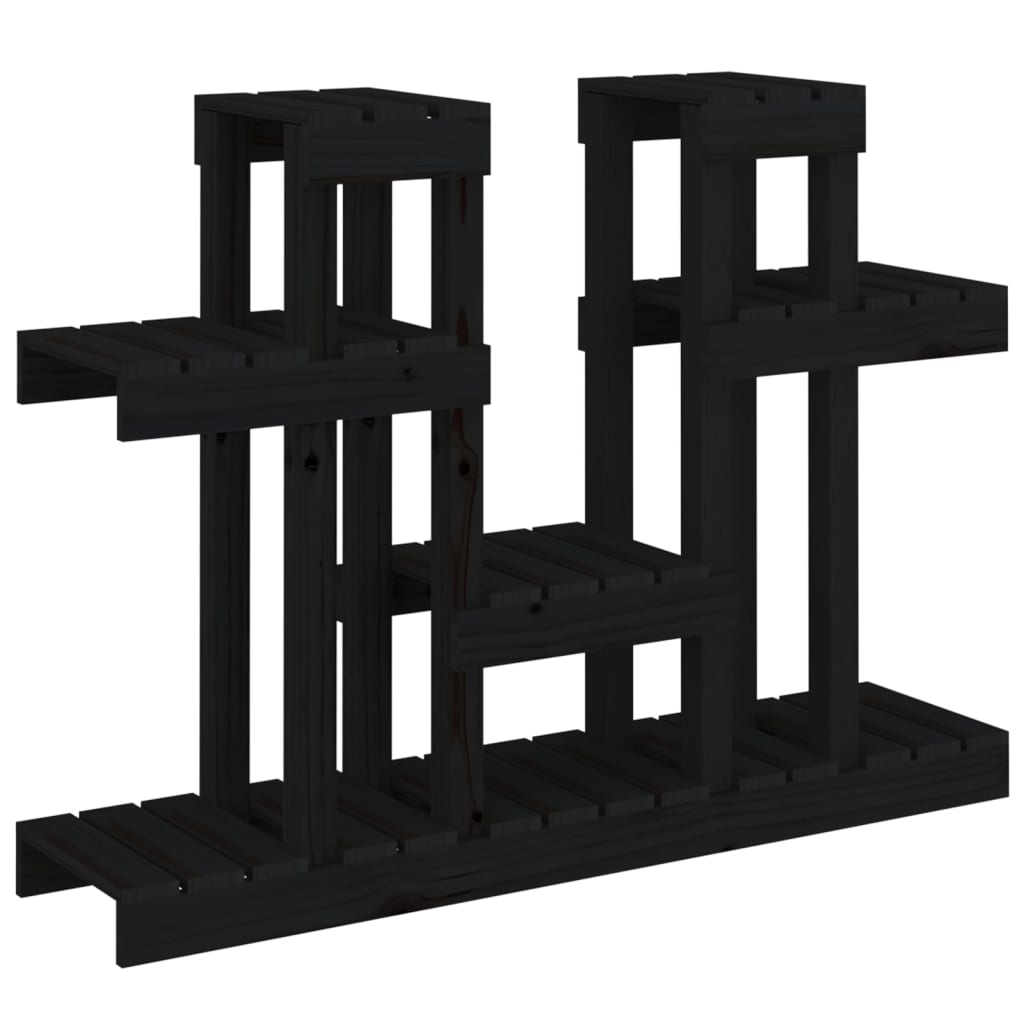 Pflanzenständer Schwarz 104,5x25x77,5 cm Massivholz Kiefer