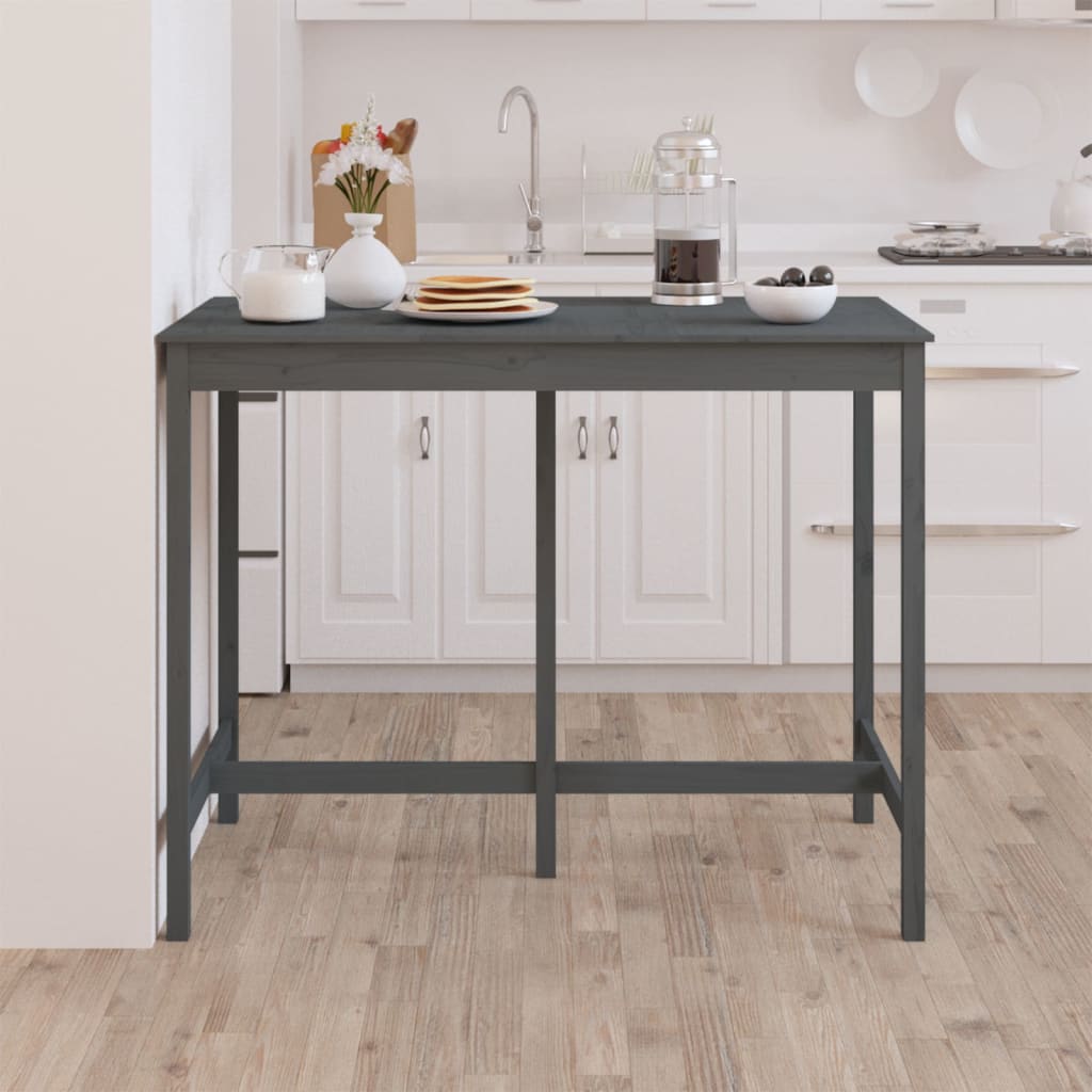 Bartisch Grau 140x80x110 cm Massivholz Kiefer