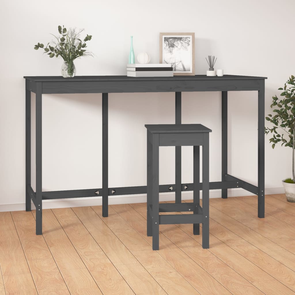 Bartisch Grau 180x80x110 cm Massivholz Kiefer