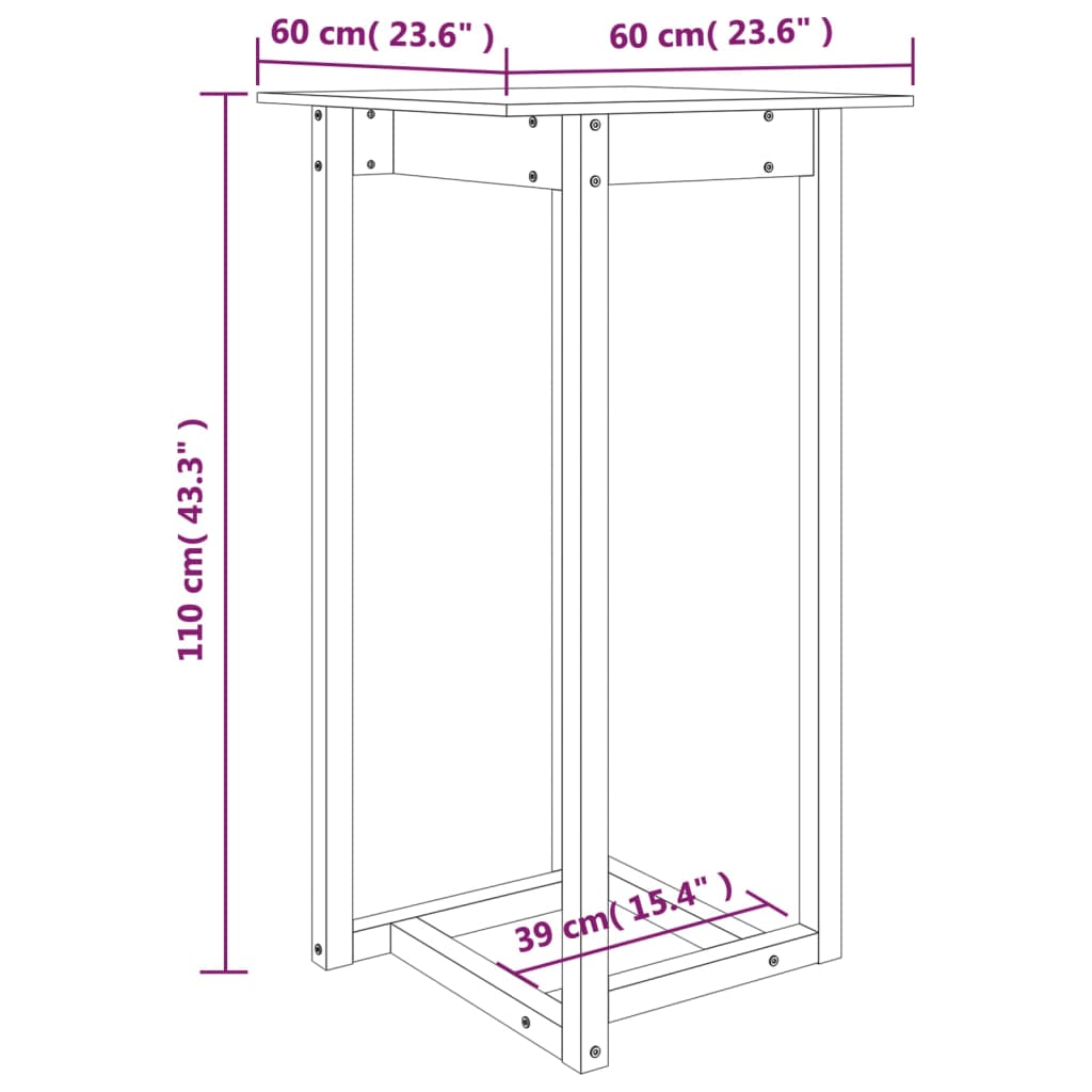 Bartisch Honigbraun 60x60x110 cm Massivholz Kiefer