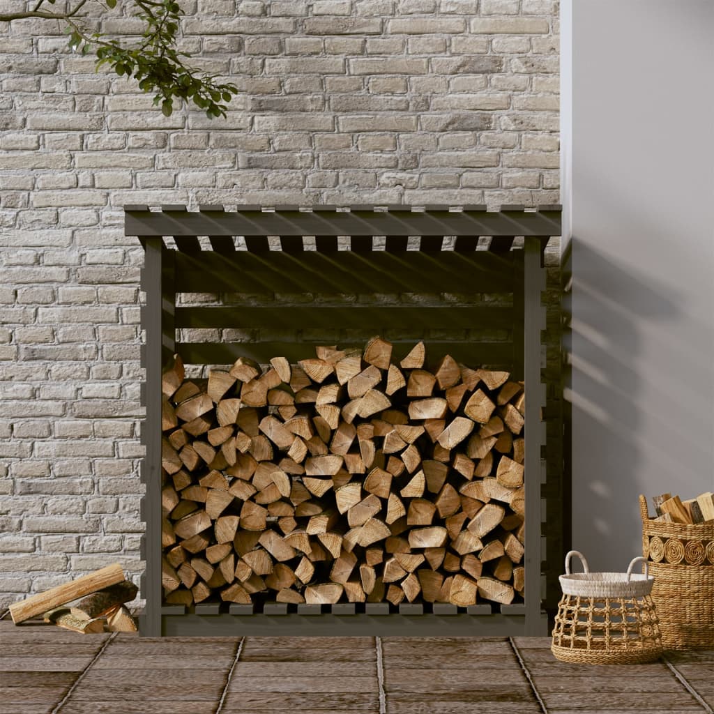 Kaminholzregal Grau 108x73x108 cm Massivholz Kiefer