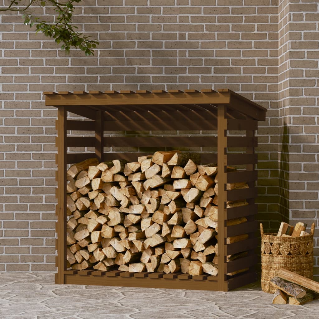 Kaminholzregal Honigbraun 108x73x108 cm Massivholz Kiefer