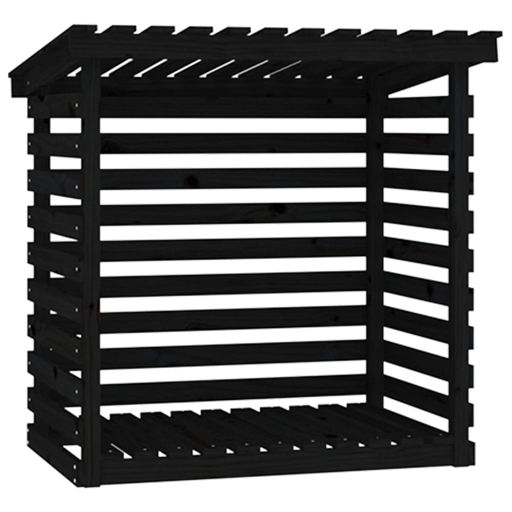 Kaminholzregal Schwarz 108x73x108 cm Massivholz Kiefer