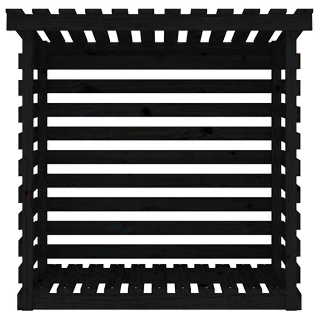 Kaminholzregal Schwarz 108x73x108 cm Massivholz Kiefer