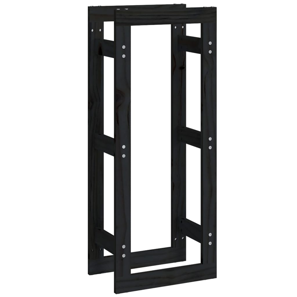 Kaminholzregal Schwarz 41x25x100 cm Massivholz Kiefer