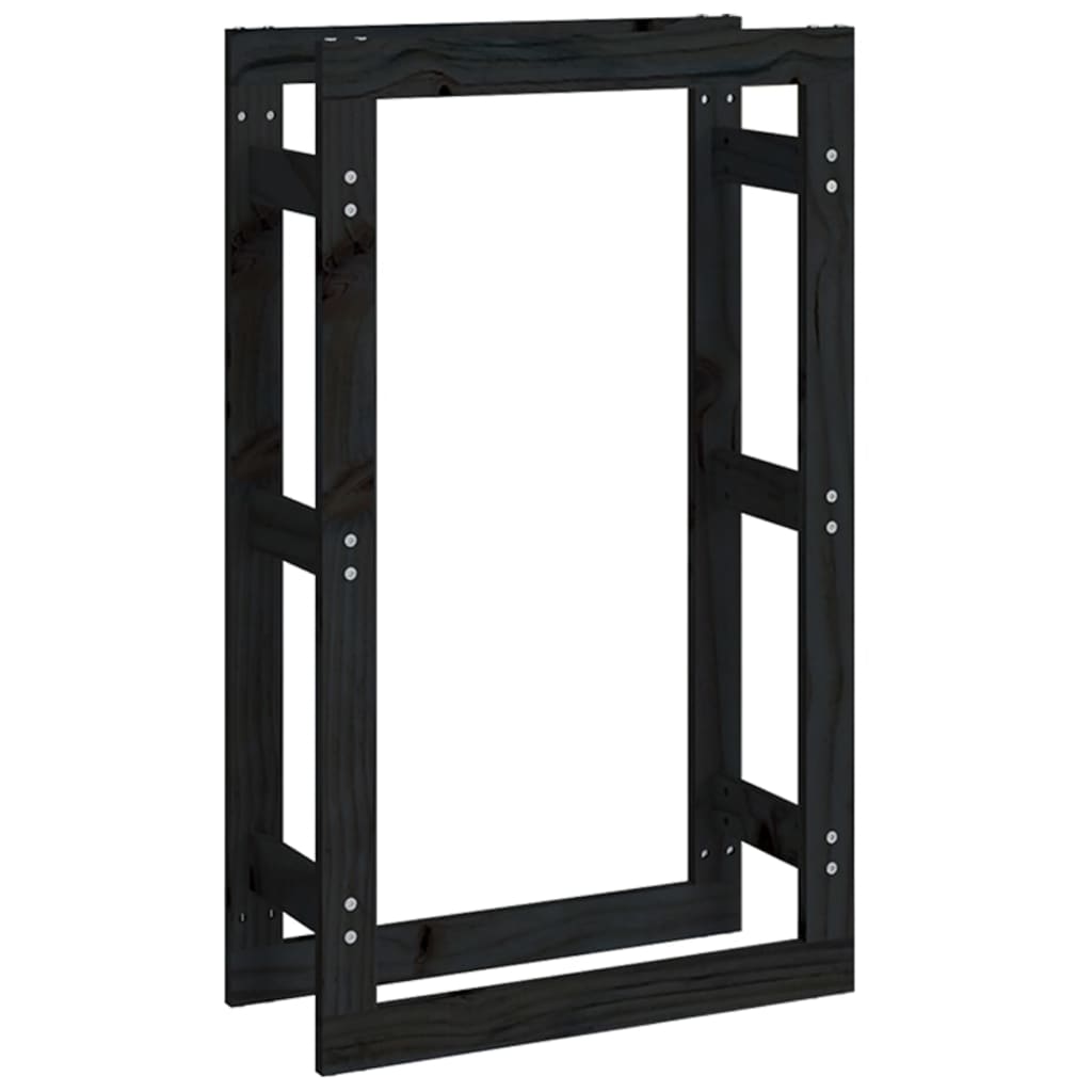 Kaminholzregal Schwarz 60x25x100 cm Massivholz Kiefer