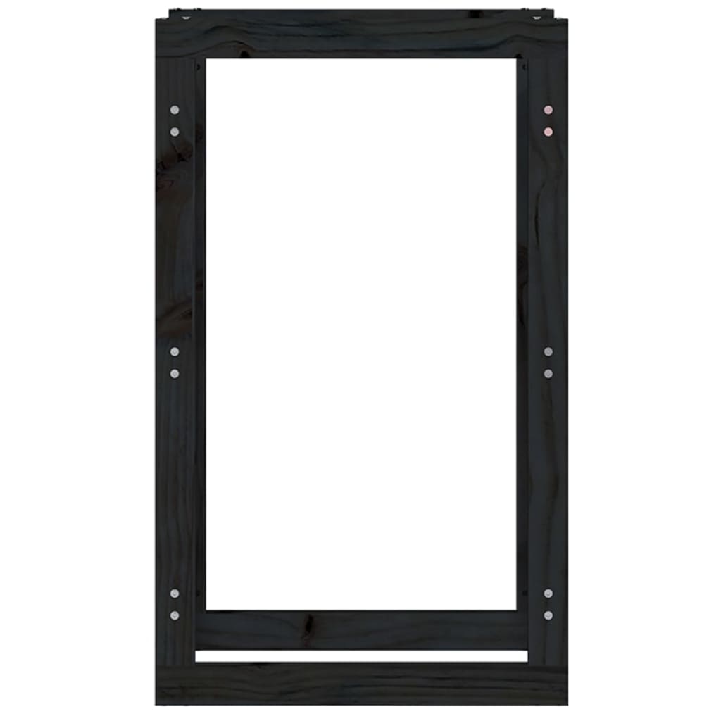 Kaminholzregal Schwarz 60x25x100 cm Massivholz Kiefer