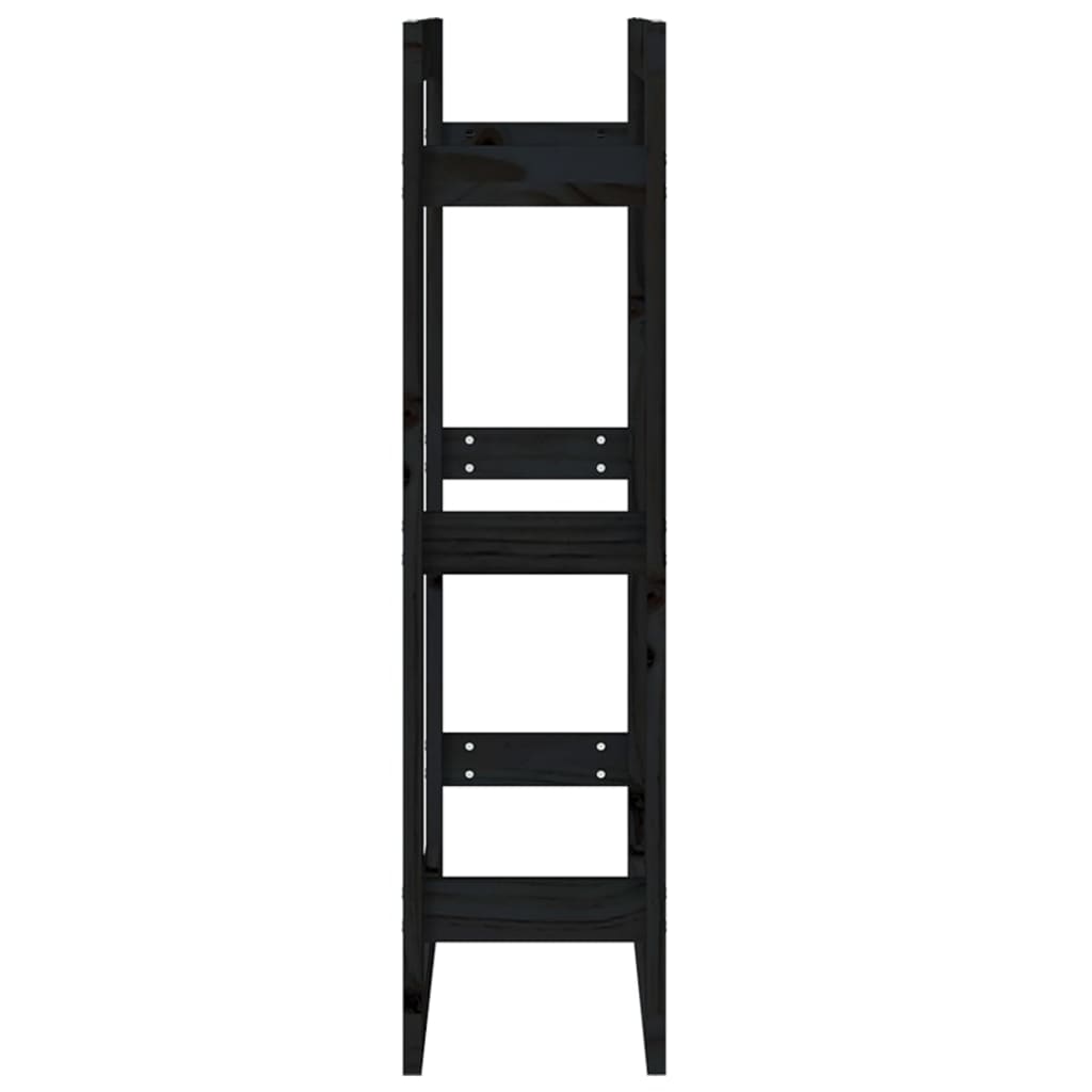 Kaminholzregal Schwarz 60x25x100 cm Massivholz Kiefer