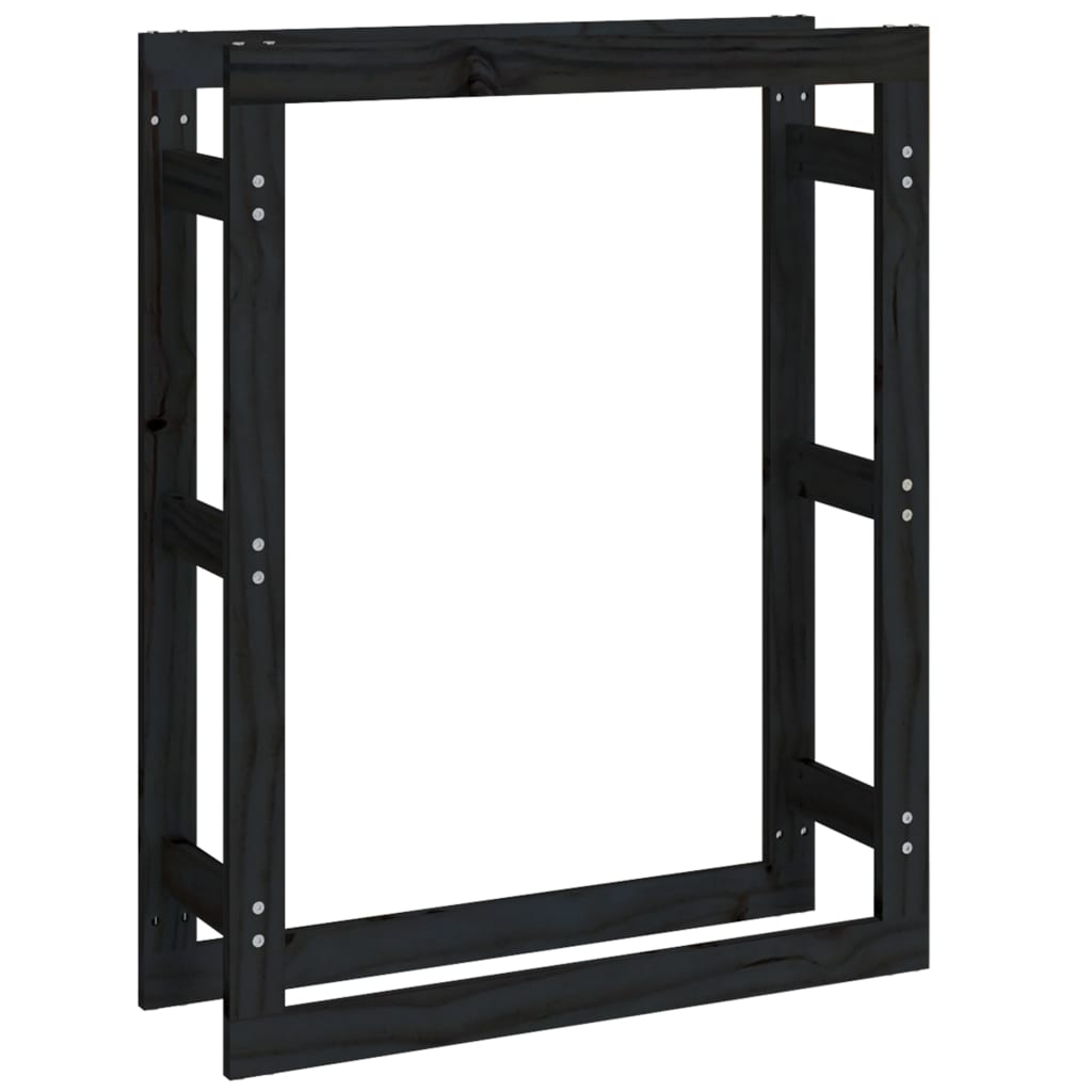 Kaminholzregal Schwarz 80x25x100 cm Massivholz Kiefer
