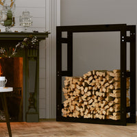 Thumbnail for Kaminholzregal Schwarz 80x25x100 cm Massivholz Kiefer