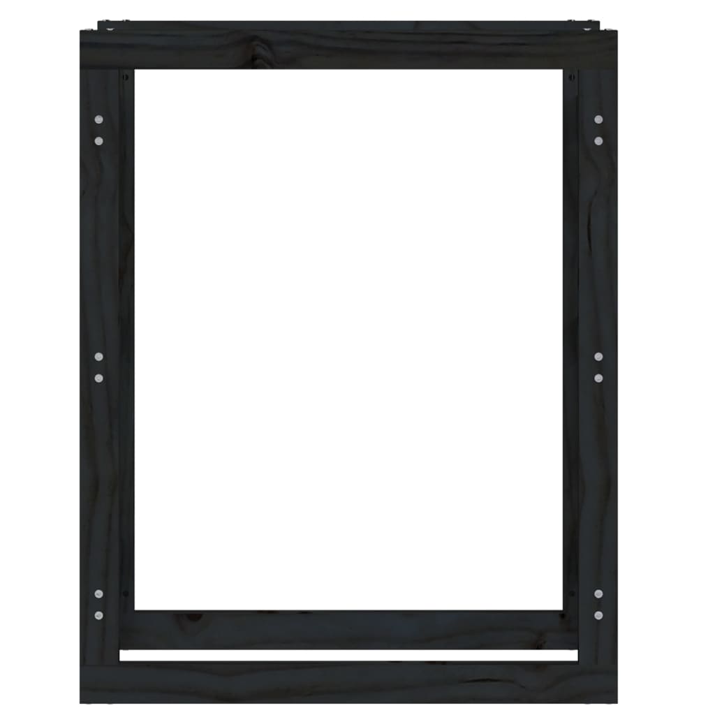 Kaminholzregal Schwarz 80x25x100 cm Massivholz Kiefer
