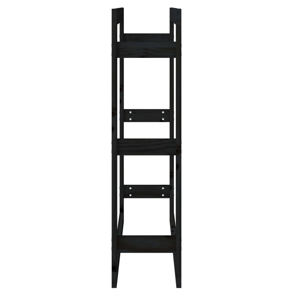 Kaminholzregal Schwarz 80x25x100 cm Massivholz Kiefer