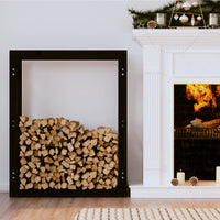 Thumbnail for Kaminholzregal Schwarz 80x25x100 cm Massivholz Kiefer