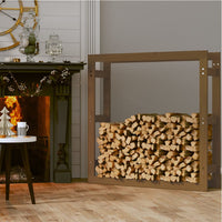 Thumbnail for Kaminholzregal Honigbraun 100x25x100 cm Massivholz Kiefer