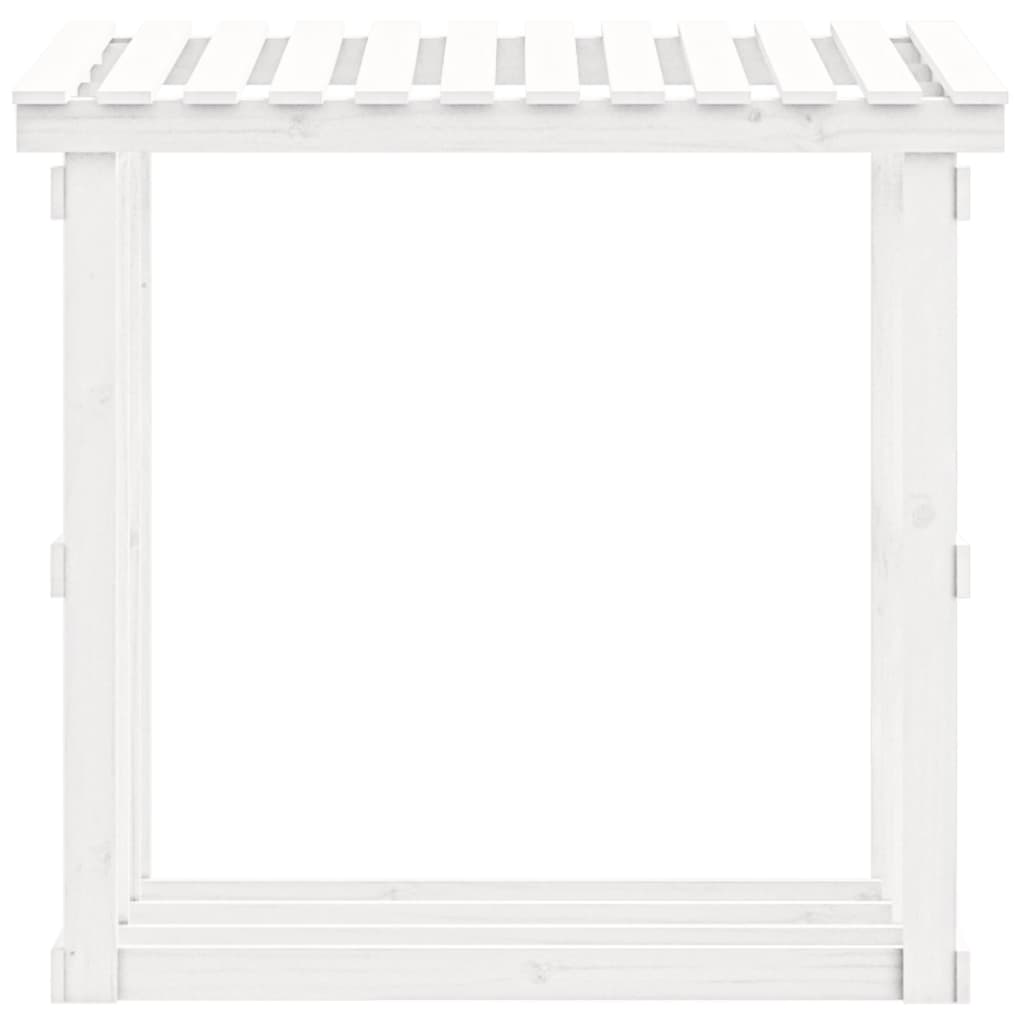 Kaminholzregal Weiß 108x64,5x109 cm Massivholz Kiefer