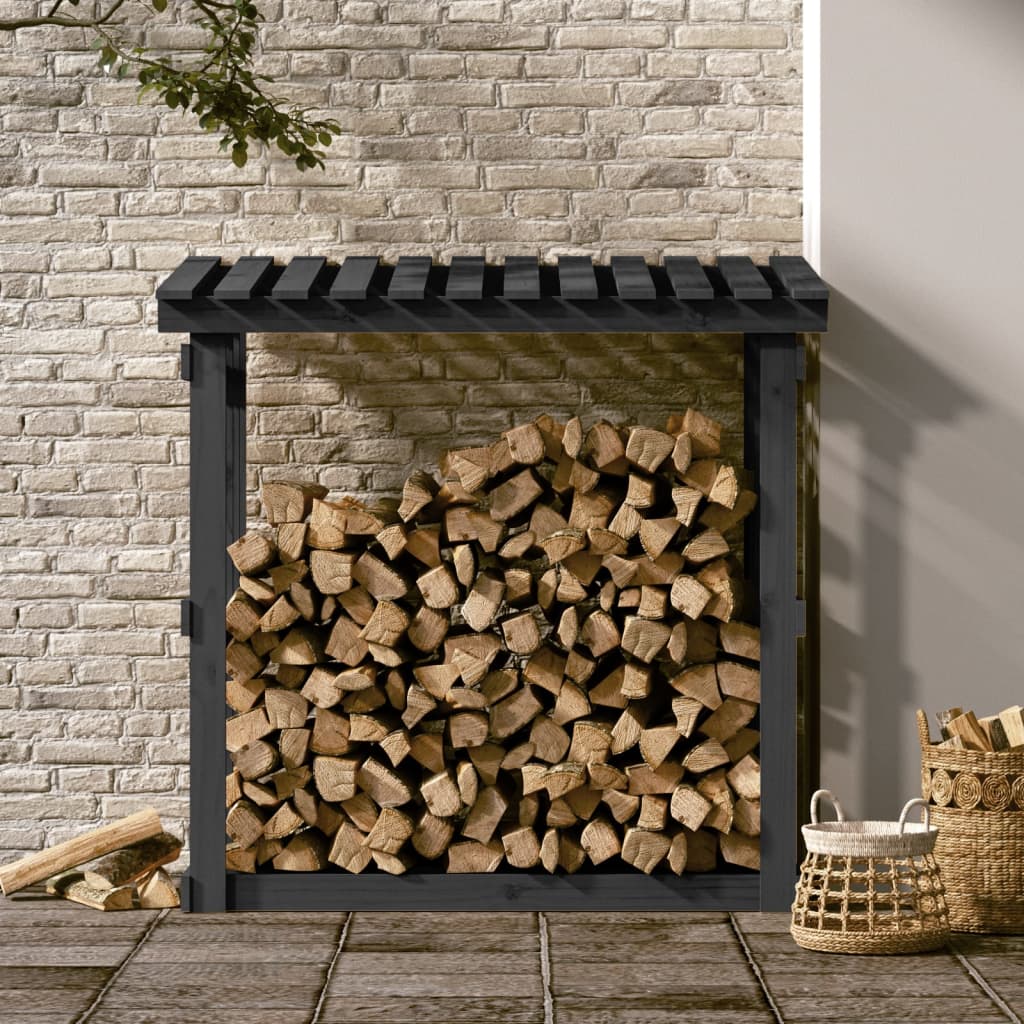 Kaminholzregal Grau 108x64,5x109 cm Massivholz Kiefer
