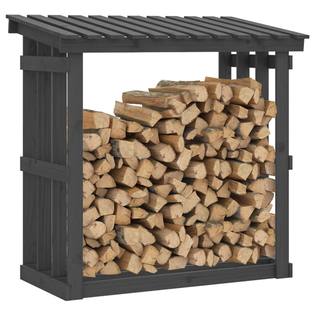 Kaminholzregal Grau 108x64,5x109 cm Massivholz Kiefer