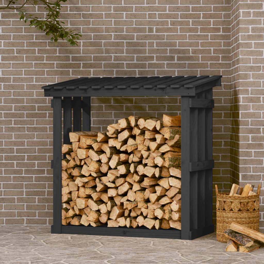 Kaminholzregal Grau 108x64,5x109 cm Massivholz Kiefer