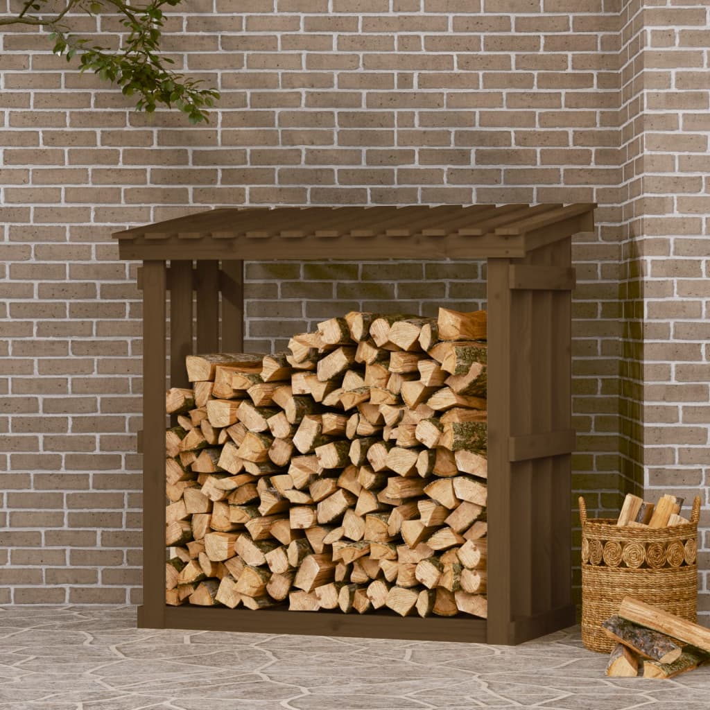 Kaminholzregal Honigbraun 108x64,5x109 cm Massivholz Kiefer