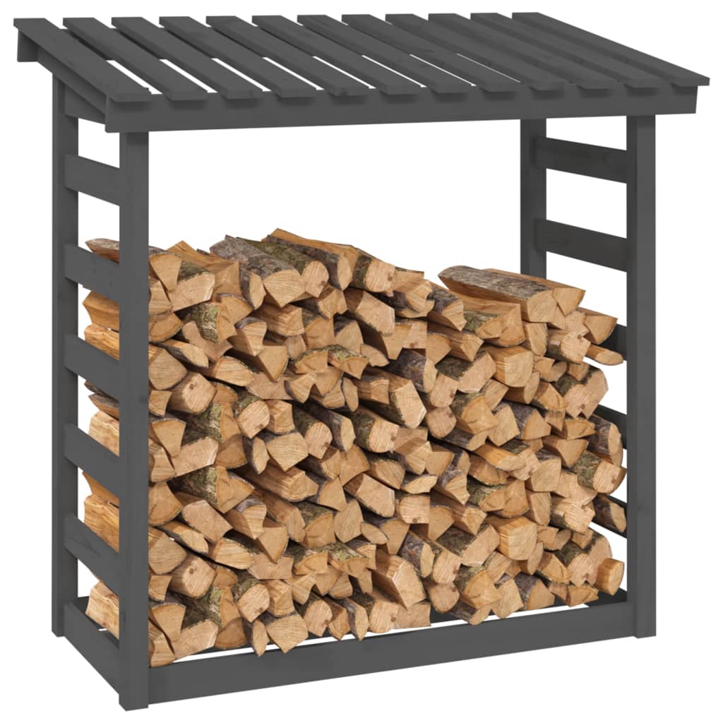 Kaminholzregal Grau 108x64,5x110 cm Massivholz Kiefer