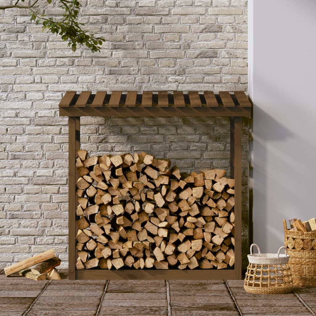 Kaminholzregal Honigbraun 108x64,5x110 cm Massivholz Kiefer