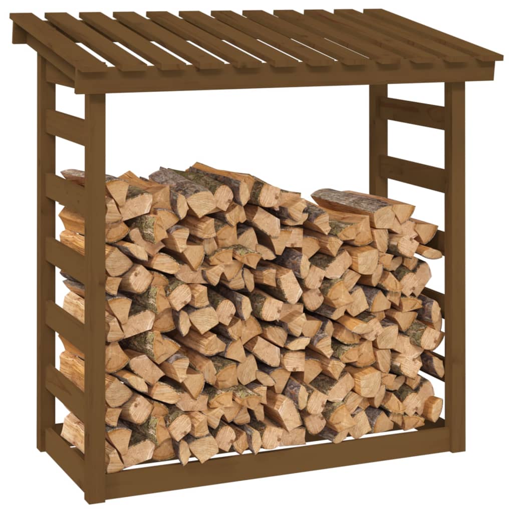 Kaminholzregal Honigbraun 108x64,5x110 cm Massivholz Kiefer