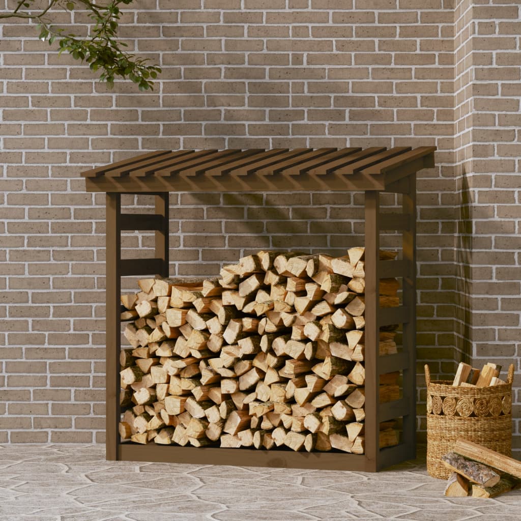Kaminholzregal Honigbraun 108x64,5x110 cm Massivholz Kiefer