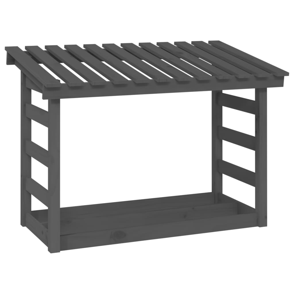 Kaminholzregal Grau 108x64,5x78 cm Massivholz Kiefer