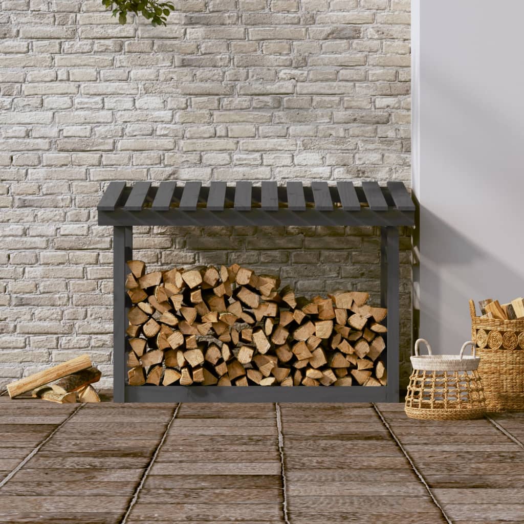 Kaminholzregal Grau 108x64,5x78 cm Massivholz Kiefer