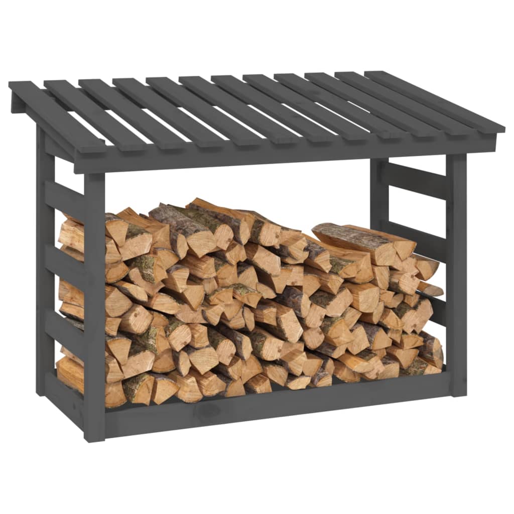 Kaminholzregal Grau 108x64,5x78 cm Massivholz Kiefer
