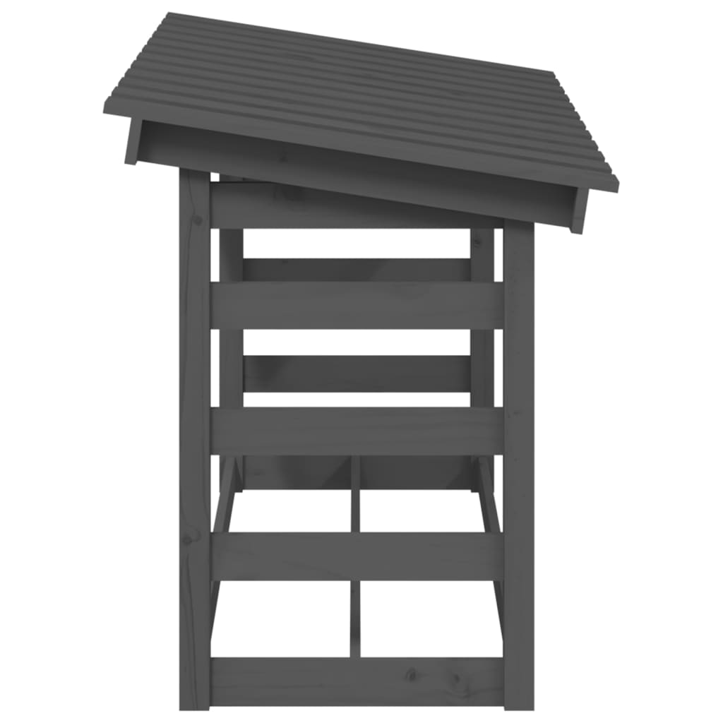 Kaminholzregal Grau 108x64,5x78 cm Massivholz Kiefer