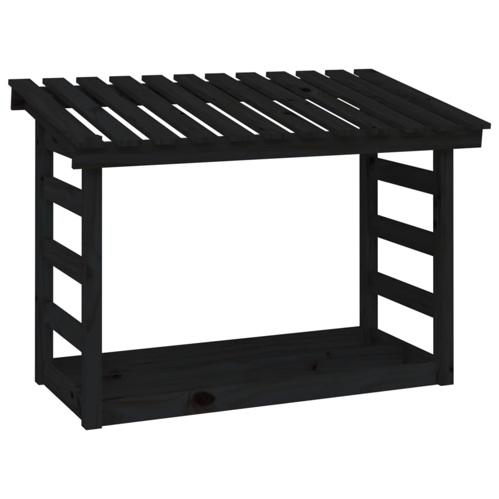 Kaminholzregal Schwarz 108x64,5x78 cm Massivholz Kiefer