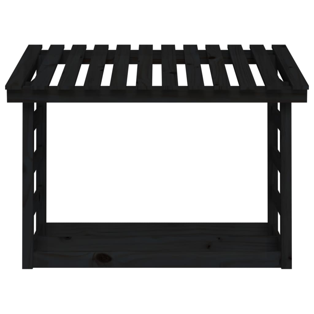 Kaminholzregal Schwarz 108x64,5x78 cm Massivholz Kiefer