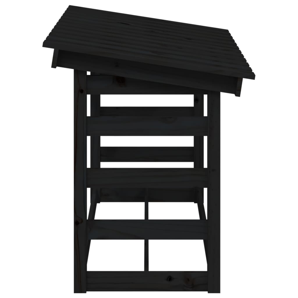 Kaminholzregal Schwarz 108x64,5x78 cm Massivholz Kiefer