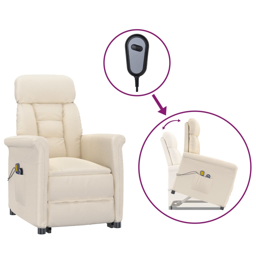 Massagesessel Elektrisch Beige Mikrofasergewebe